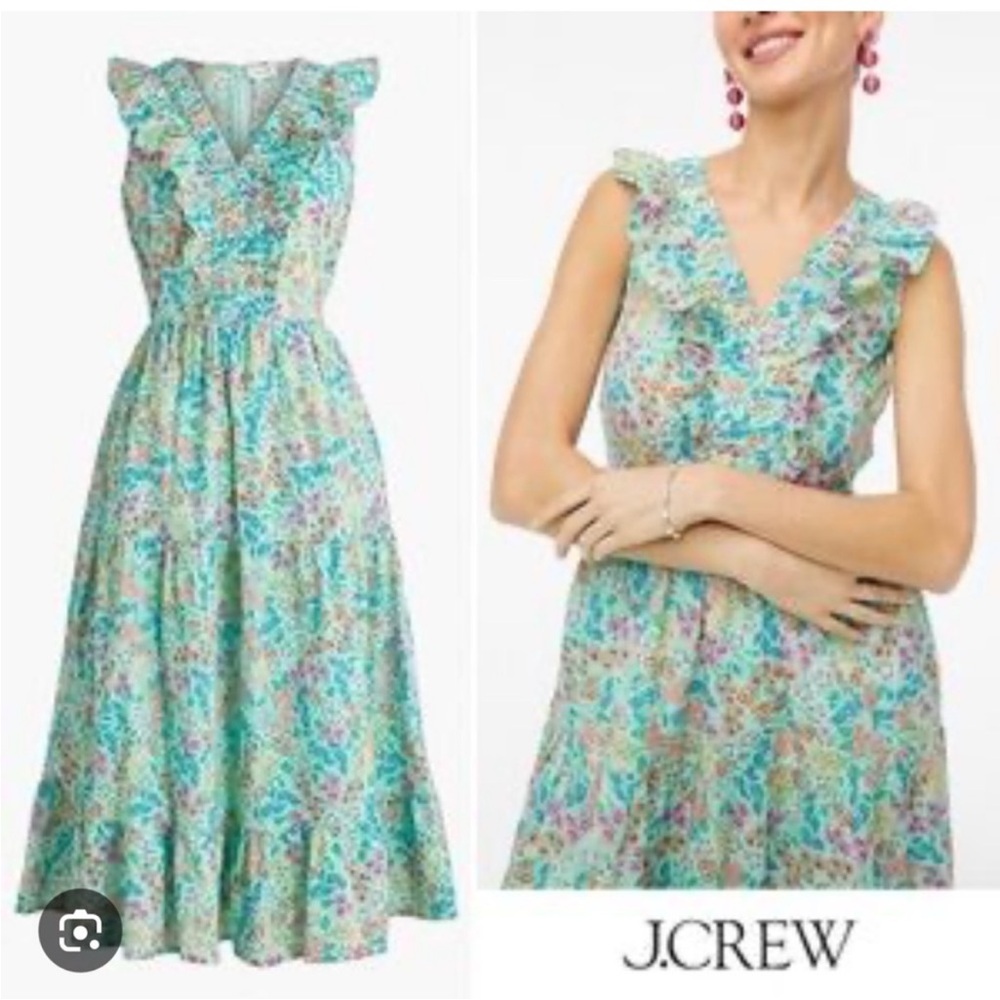 J. Crew Blue Sleeveless V-Neck Maxi Sundress